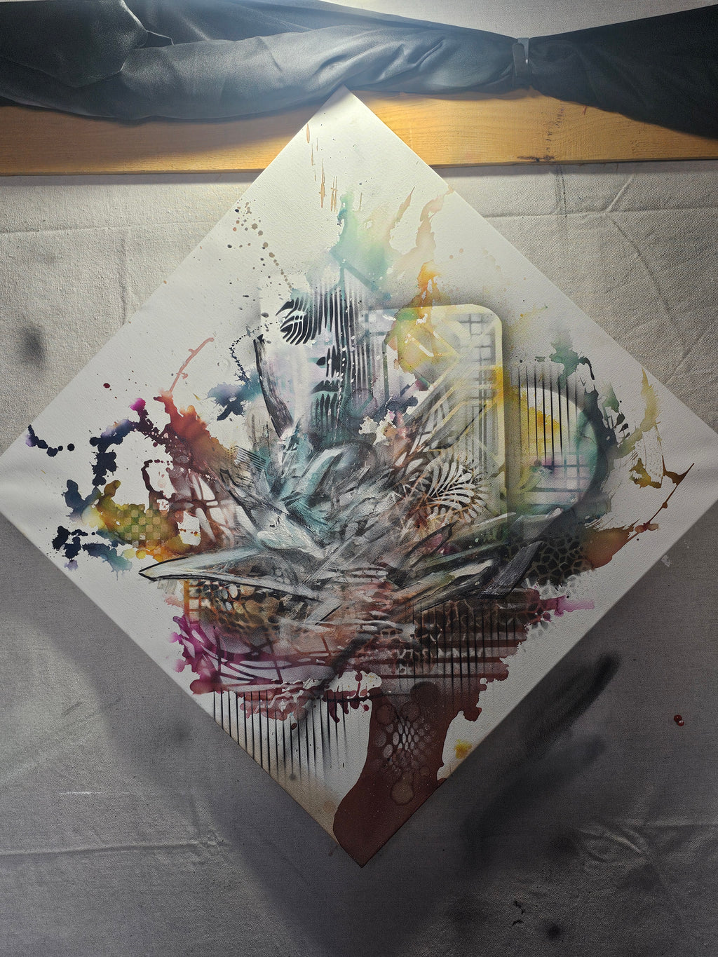 26.4 – Metro Plot (2026) | Original 24×24 Abstract Mixed Media Painting