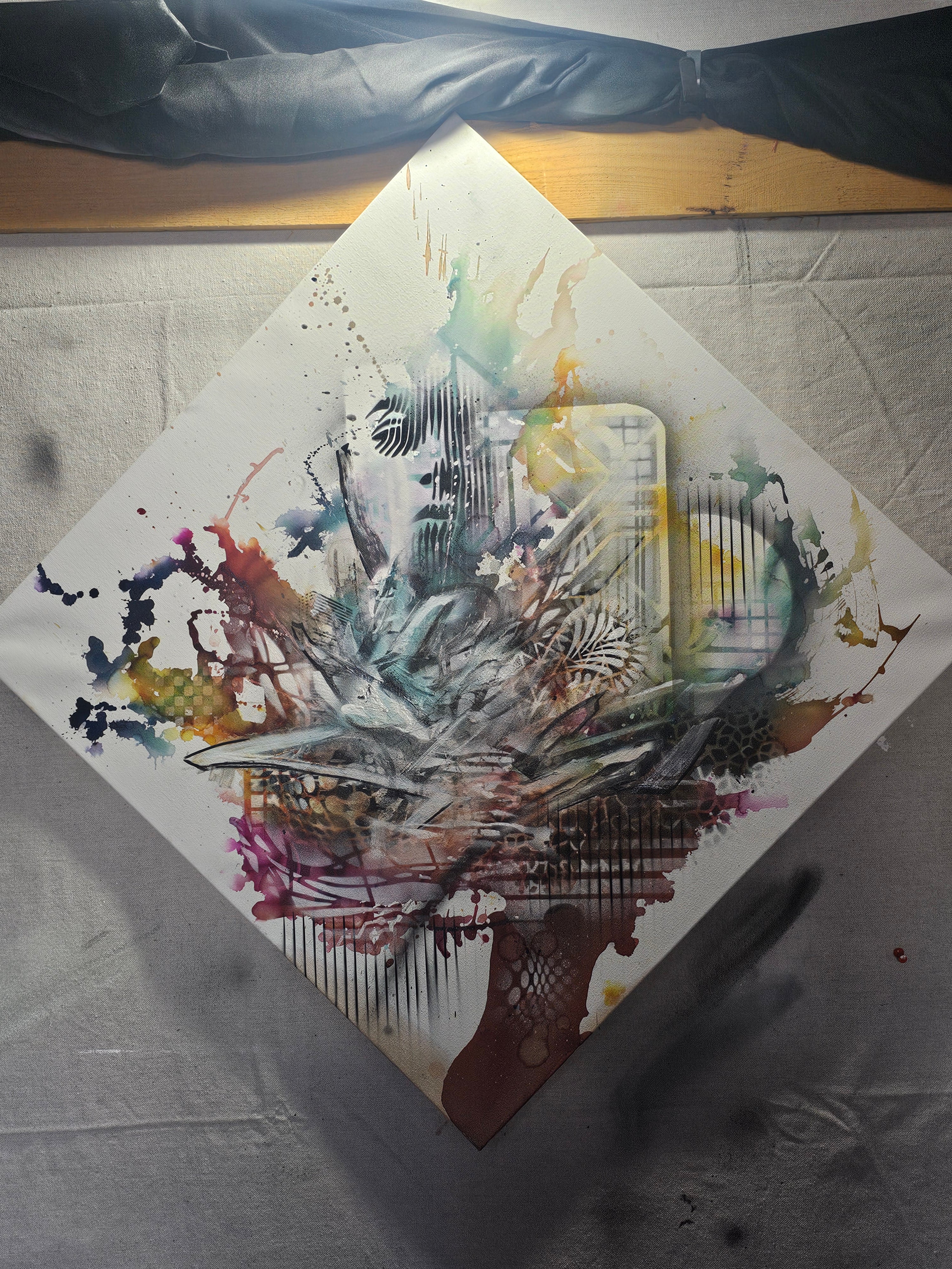 26.4 – Metro Plot (2026) | Original 24×24 Abstract Mixed Media Painting