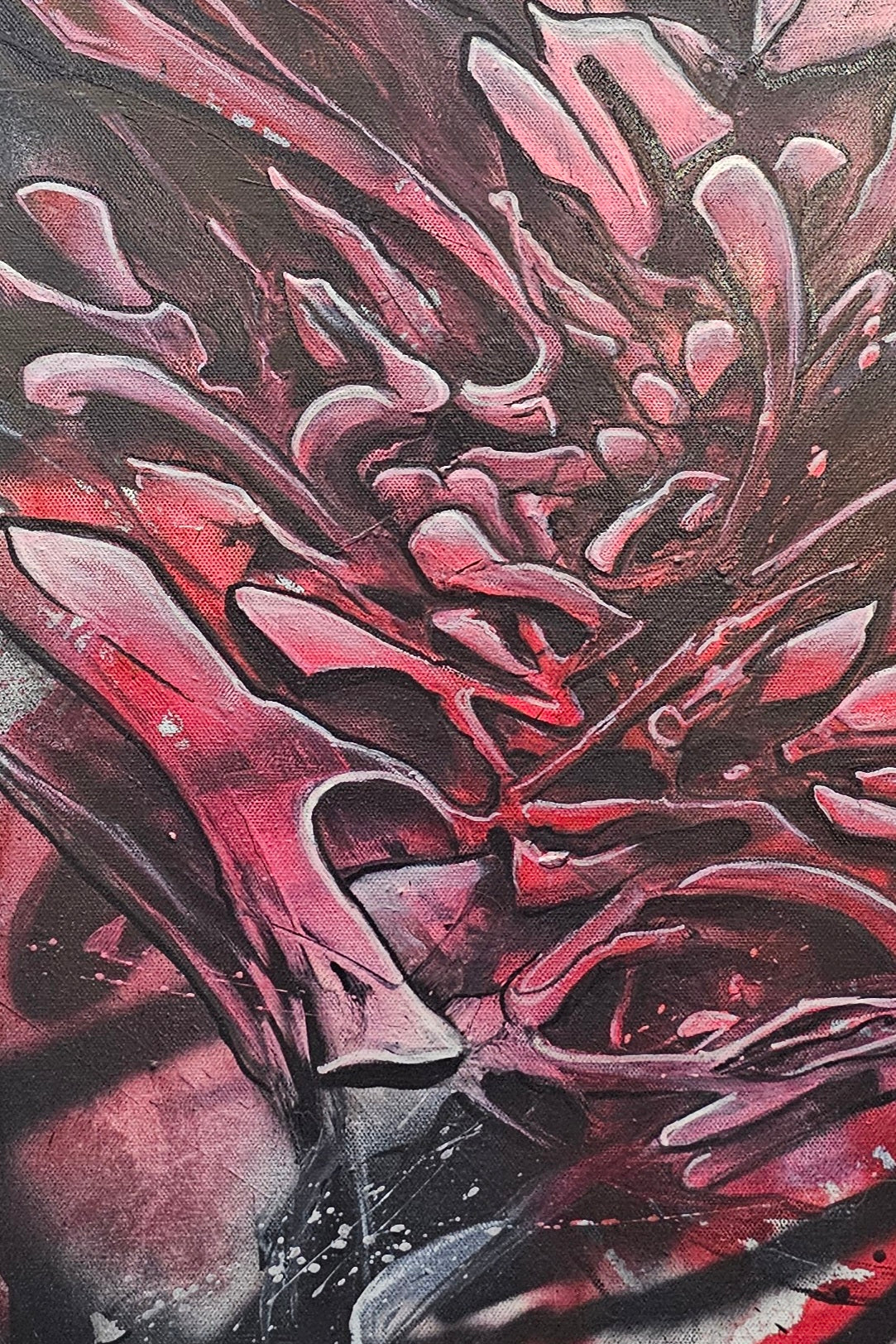 Red 40 (2024) | Original 20×36 Abstract Mixed Media Painting