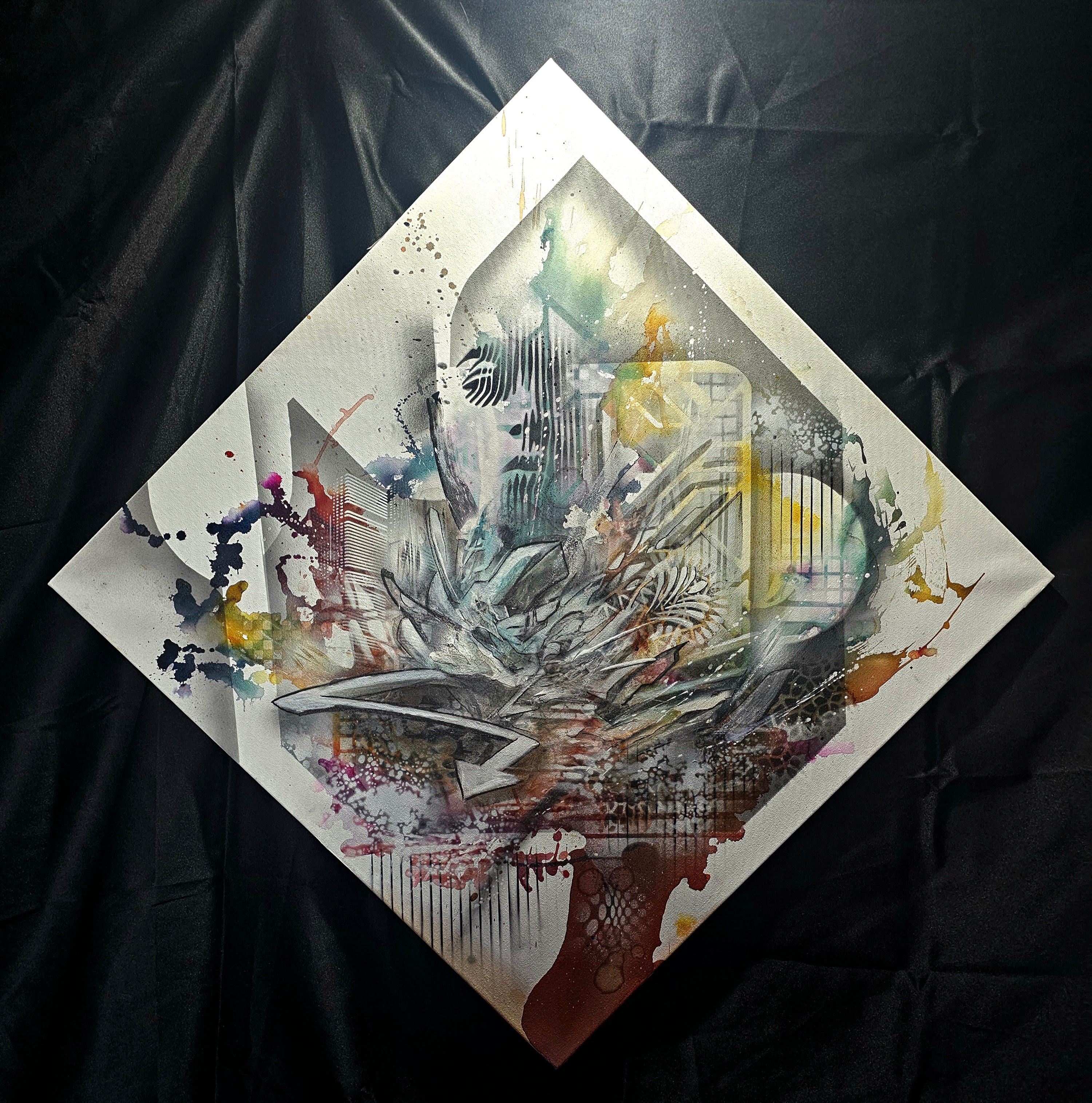 26.4 – Metro Plot (2026) | Original 24×24 Abstract Mixed Media Painting