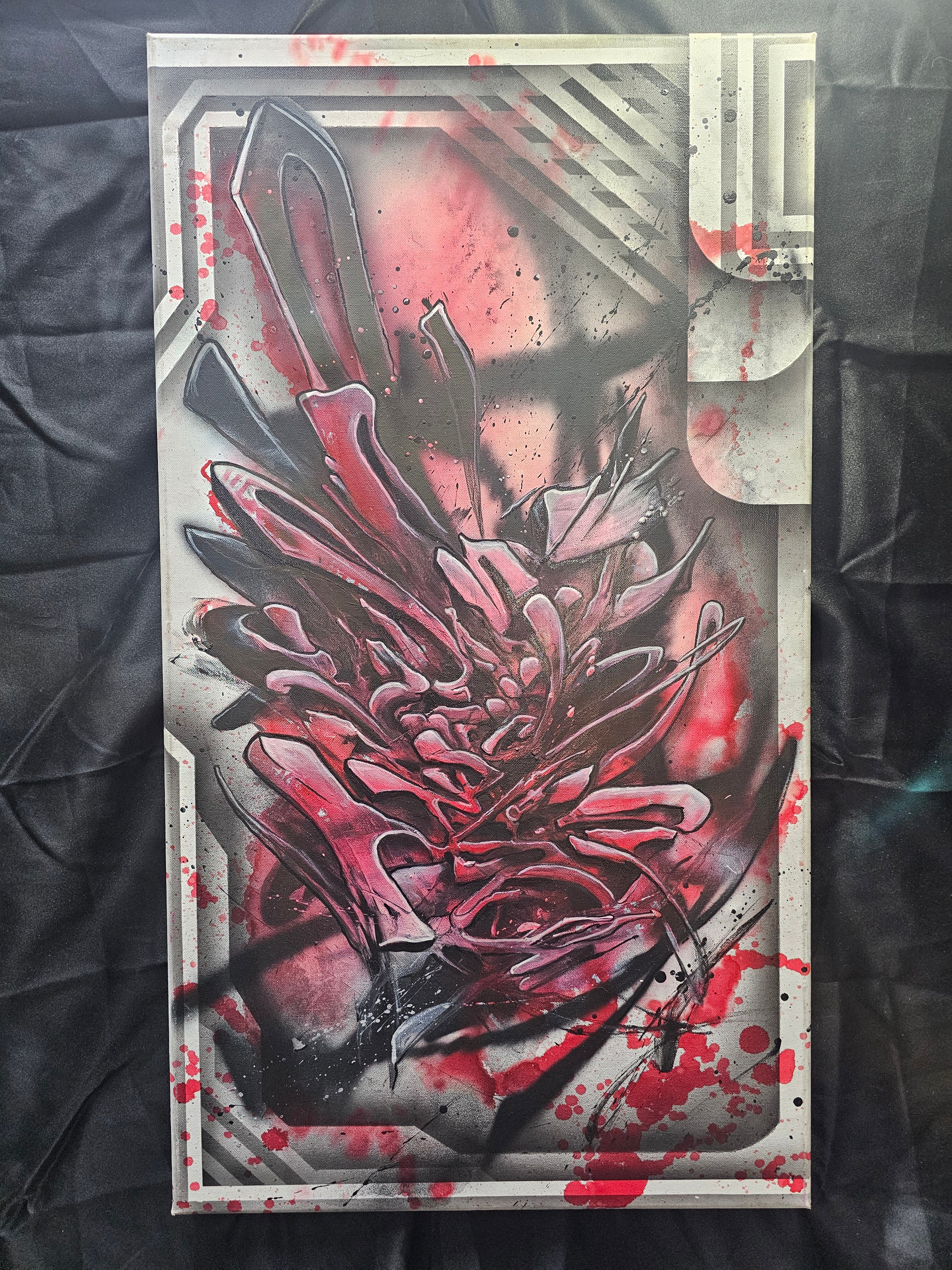 Red 40 (2024) | Original 20×36 Abstract Mixed Media Painting