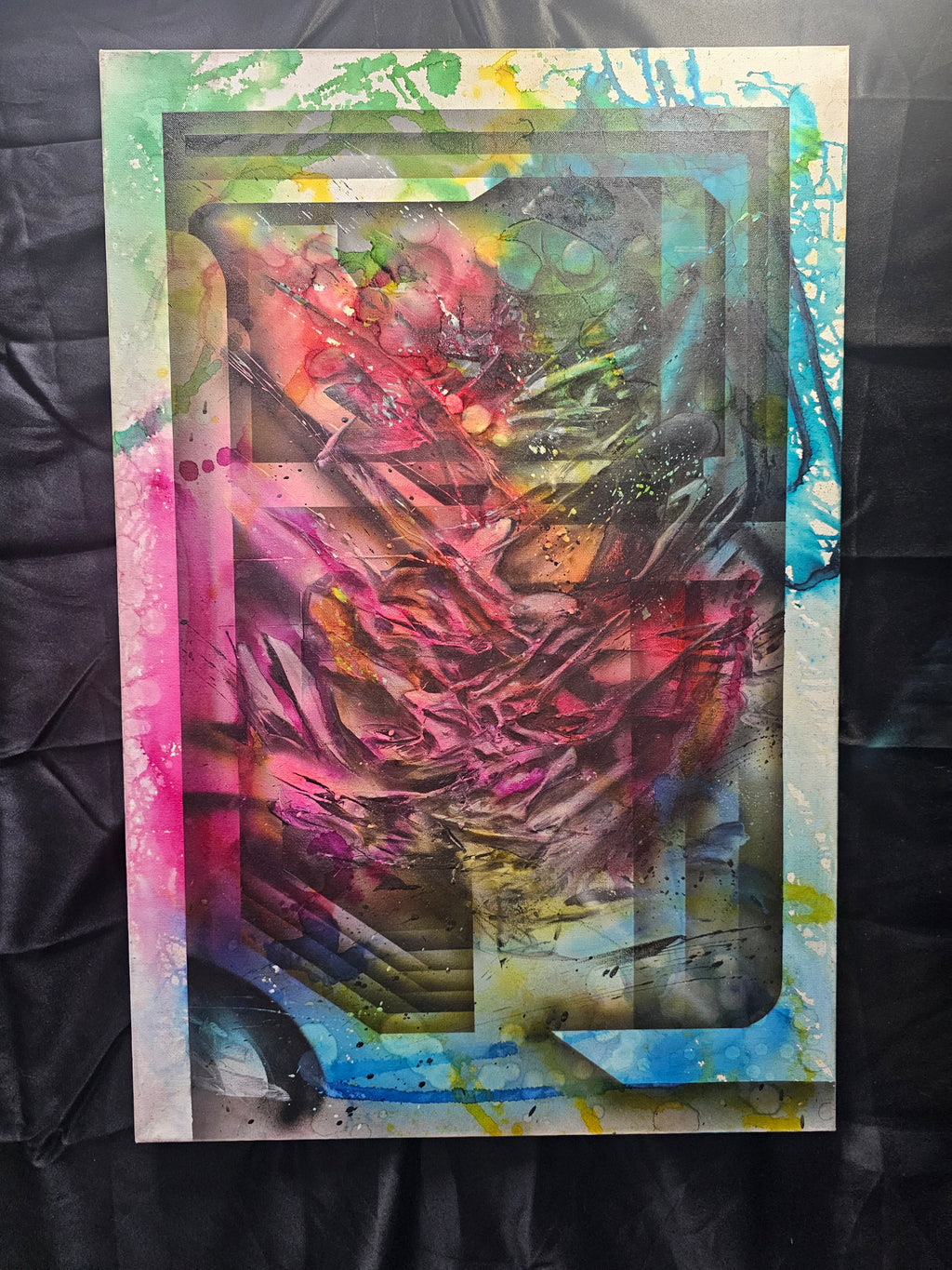 Swamp Gas Fever (2025) | Original 24×36 Abstract Mixed Media Painting